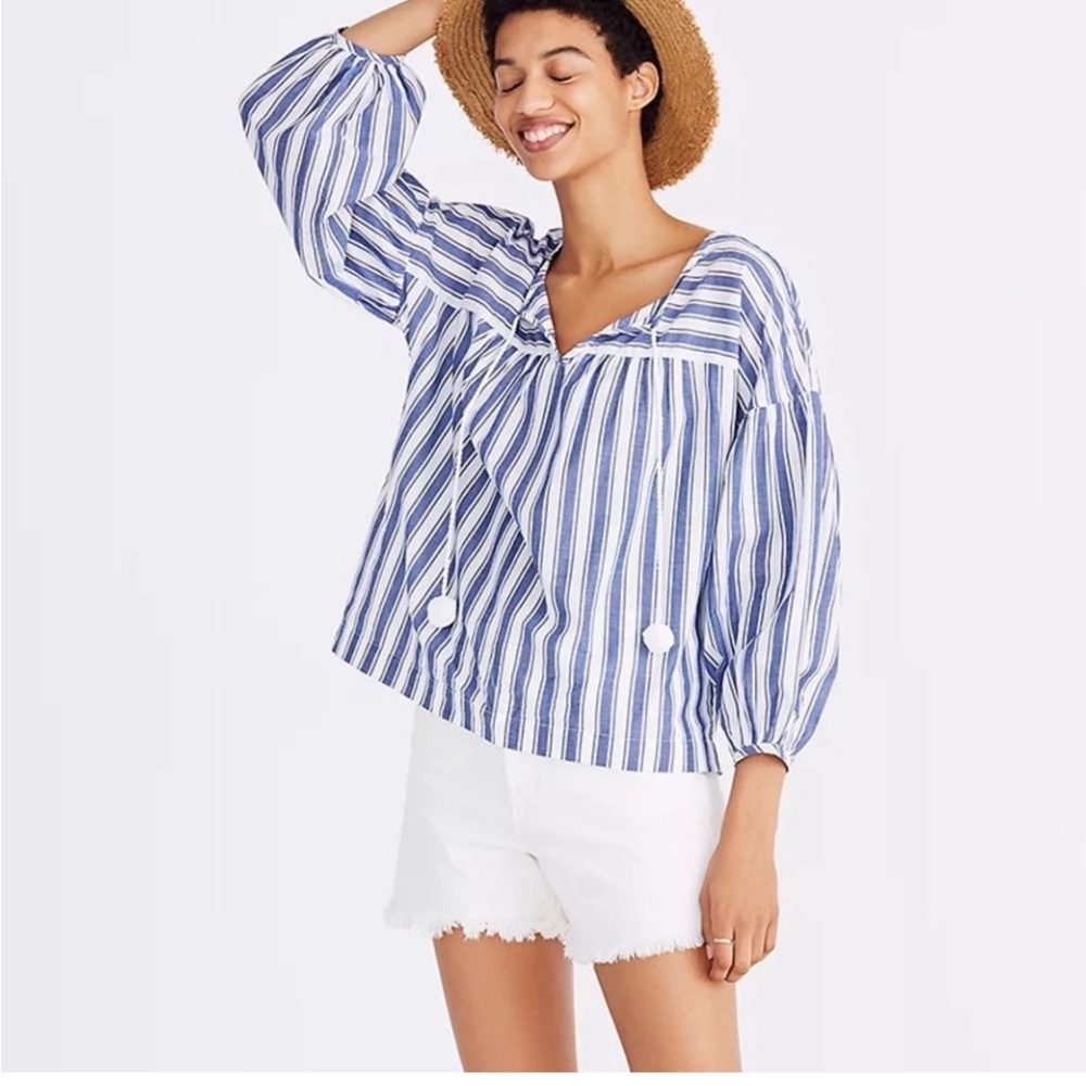 Madewell Peasant Top in Shea Stripe